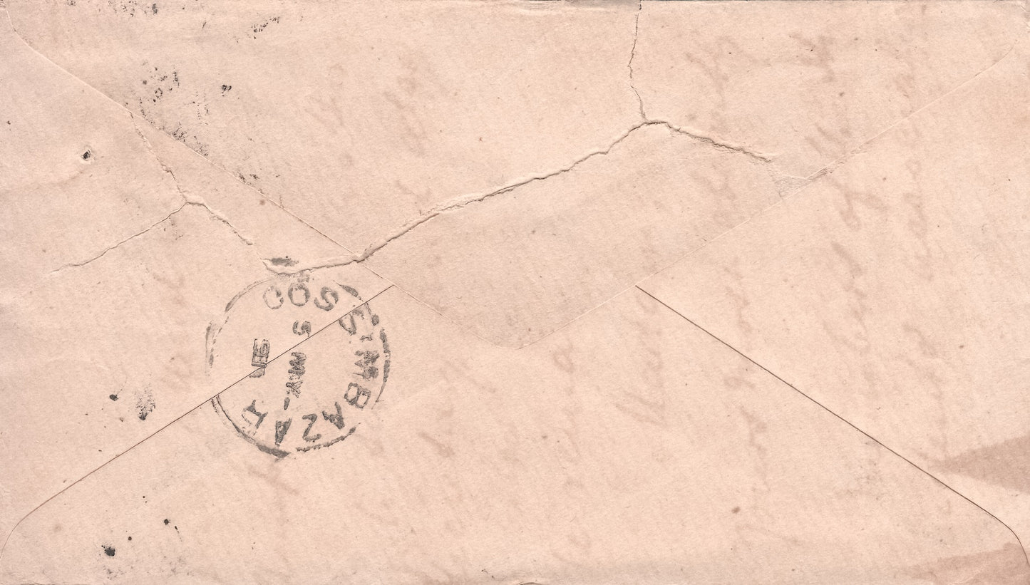 1891 India Half-Anna Postal Stationery Cover to Cossimbazar (Murshedabad)