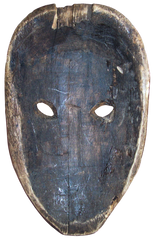 “Hand-carved wooden folk mask – interior view showing hollowed wood, chisel marks, and natural aged patina.”