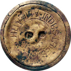 Vintage Brass Military-Style Button – Coat of Arms, Aligarh Industries, 26.5mm