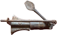 Antique Nepalese Iron Temple Lock with Original Key (19th Century)