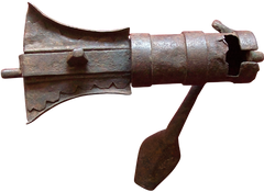 Antique Nepalese Iron Temple Lock with Original Key (19th Century)