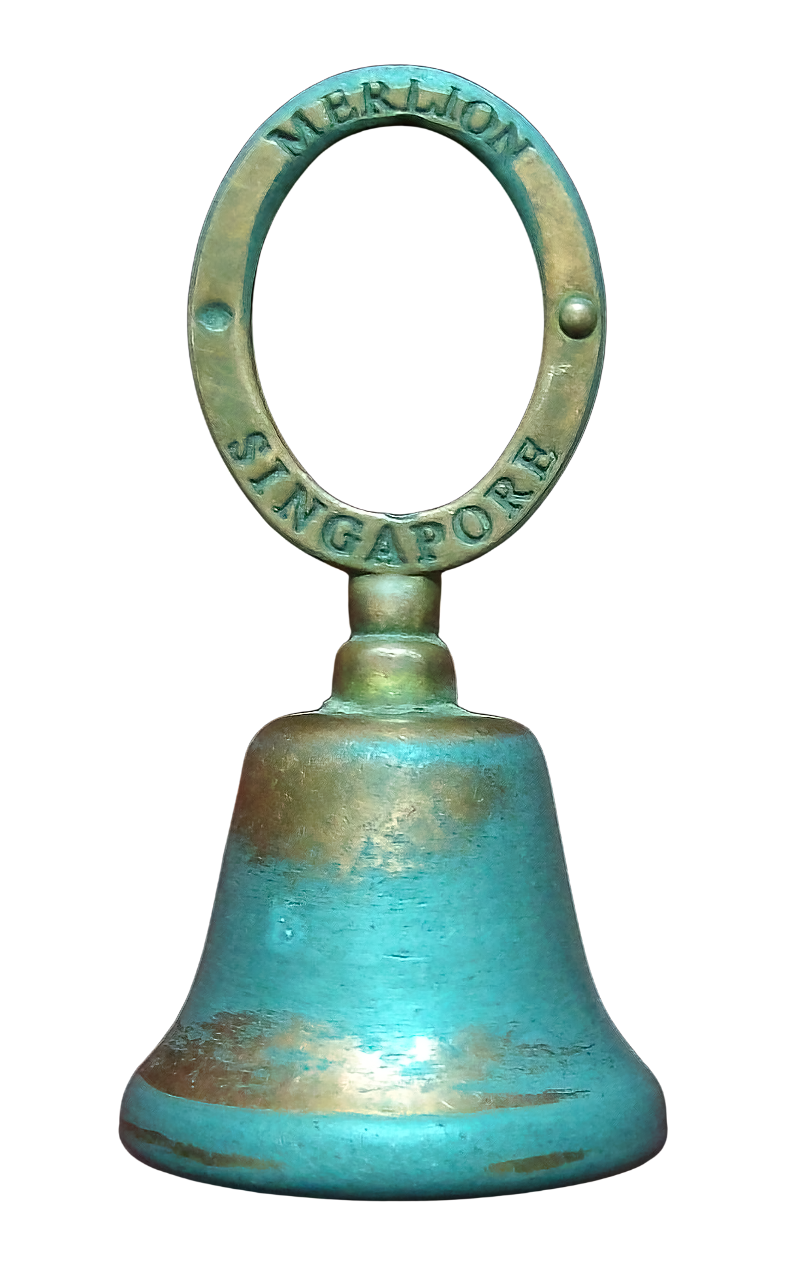 Vintage Merlion Singapore Brass Hand Bell | Tourist Souvenir c. 1970s–90s