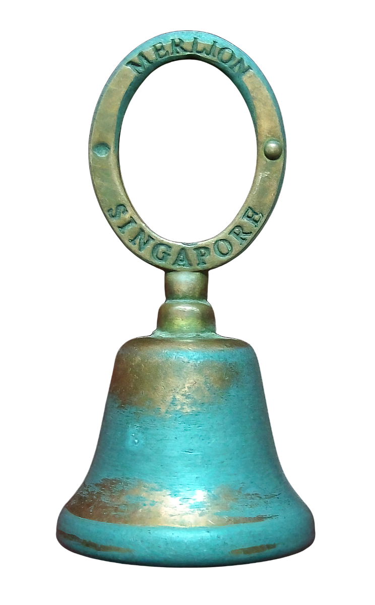 Vintage Merlion Singapore Brass Hand Bell | Tourist Souvenir c. 1970s–90s