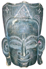 Hand-Carved Nepalese/Tibetan Wooden Ritual Mask – Mid-Century Folk Buddhist Art