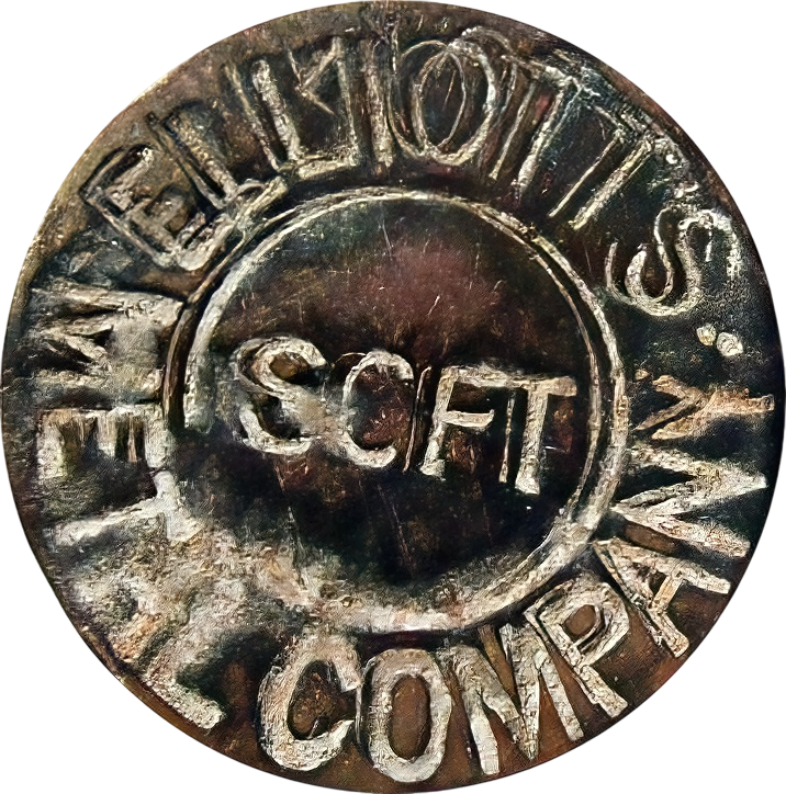 Elliotts Metal Company Brass Token • “SCFT” Central Monogram • Uniface Industrial Badge (c. Early–Mid 20th Century)