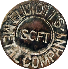 Elliotts Metal Company Brass Token • “SCFT” Central Monogram • Uniface Industrial Badge (c. Early–Mid 20th Century)